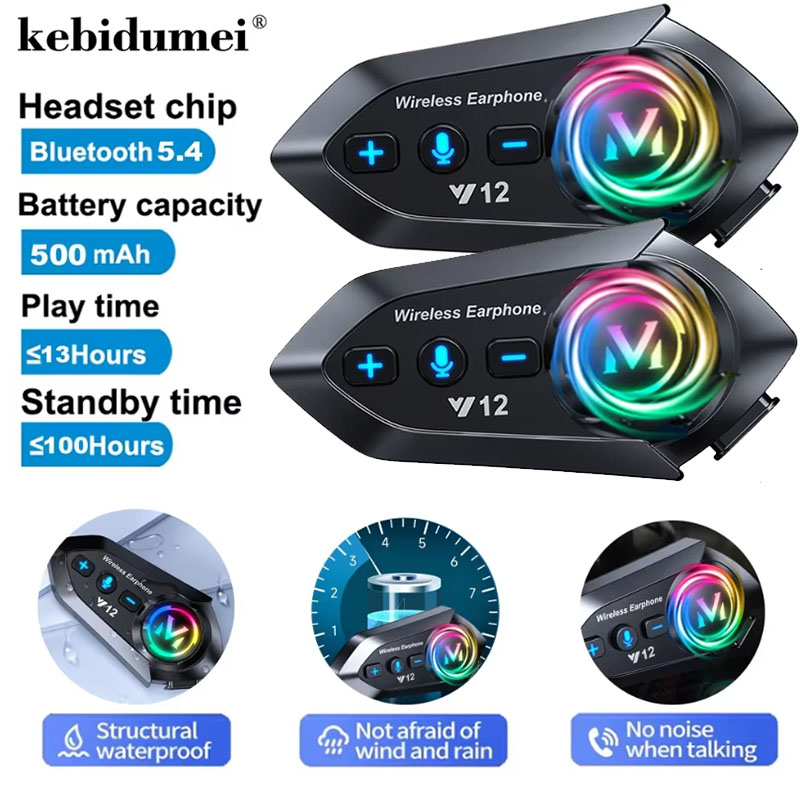 Audio Music App - Y12 Dual Mic Motorhelm Headset Draadloos
