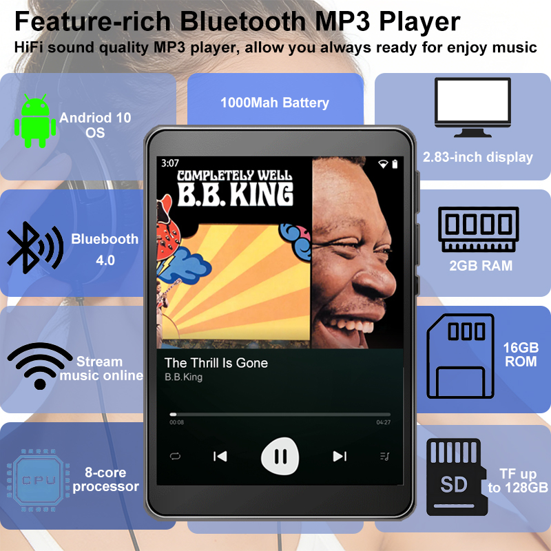 Audio Music Download Mp3 - WiFi MP3-speler Android 10 Spotify Online